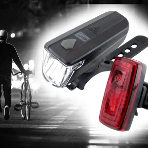 Preiswert Fahrrad Beleuchtung LED Scheinwerfer + Rücklicht + Halter, 15/30 LUX, batteriebetrieb, Schnellverschluss, werkzeugfreie Montage