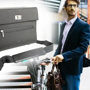 Luxus Fahrrad Lenkertasche Fahrradtasche Lenker 9 Liter inkl. CNC ALU Adapter, Schultergurt, Regenhaube, Ziernähte, 28 x 22 x 15cm Top-Preis