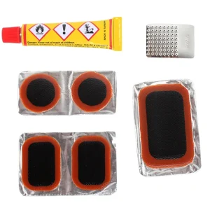 Jetzt Kaufen Fahrrad Flickzeug, Schlauch Reparatur Set mit Kleber, Reibschale zum Anrauen, 5 Flicken