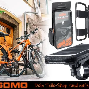 KTM Lenkertasche Fahrradtasche Smartphone, Phone Case inkl. Halterung Clip and Go, spritzwassergeschützt, Blickwinkel einstellbar max. 4,7 Zoll Sonderaktion