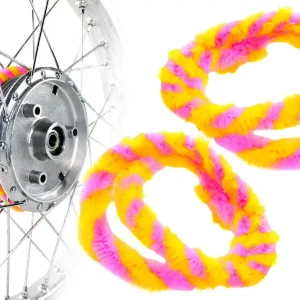 Aktuell Nabenputzringe 2x 56cm Rosa Gelb für Moped, Simson S50 KR51, Mokick, E-Bike, Fahrrad Naben Putzringe