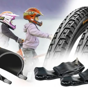 Echt [Paket] 2x Fahrradreifen 1.75 x 16 Zoll, 47-305, Continental RIDE Tour Drahtreifen Pannengürtel + Schlauch Fahrradventil Dunlop Kinderfahrrad Kinderwagen E-25