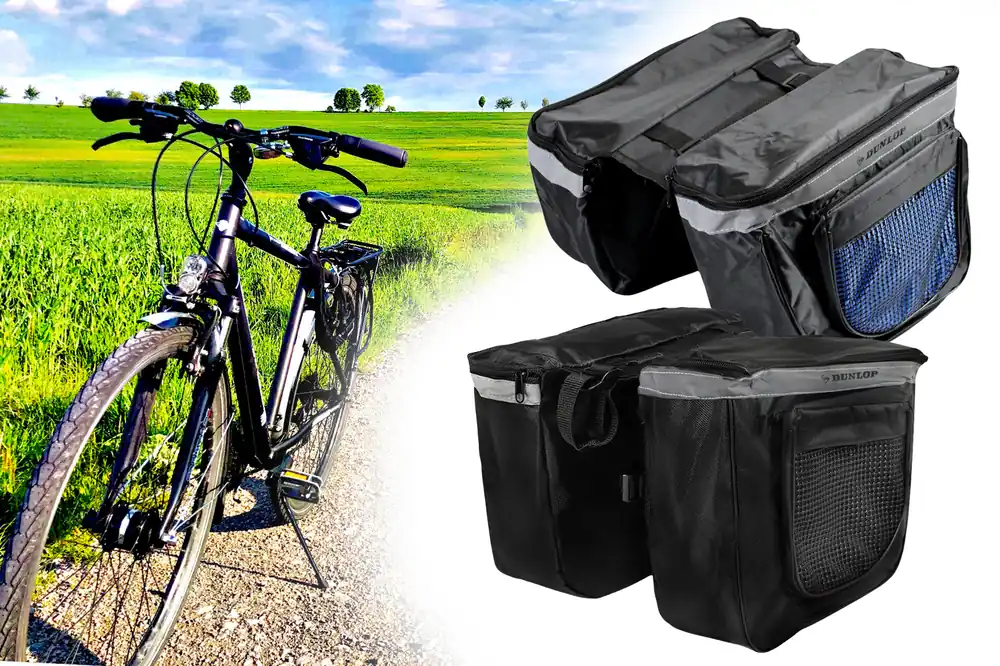 Fahrrad Gepäckträgertasche, Doppeltasche 30 x 26 x 10cm je Seitentasche, Wasserdicht, Reflexstreifen, einfache Montage Neue Ware