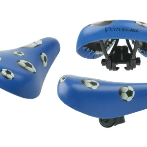 Kinder Sattel für Fahrrad Laufrad Roller Blau mit Motiv Fußball, ab 12 Zoll bis 24 Zoll Neuheit