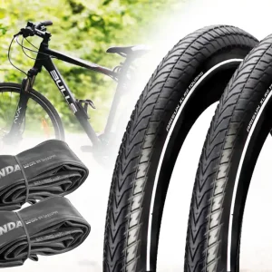 Mega-Angebot [Paket] 2 Fahrradreifen XLR8, 27.5 x 2.2 Zoll, 56-584 650-56B Drahtreifen Pannenschutz Reflex + 2 Schlauch 52/58-584 AV 40mm Touring, City Bike, Trekking
