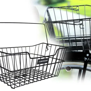 Billig Fahrradkorb für Gepäckträger, Korb Fahrrad 40 x 31 x 17.5cm tragbar Schwarz Metall mit Henkel Dunlop