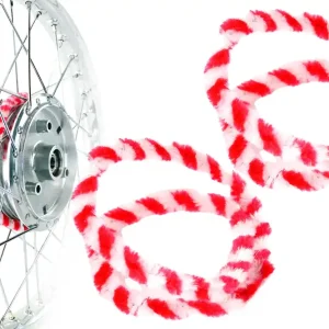 Rabatt Nabenputzringe 2x 56cm Rot Weiß für Moped, Simson S50 KR51, Mokick, E-Bike, Fahrrad Naben Putzringe