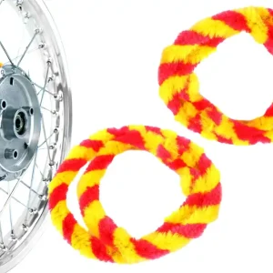 Heißes Angebot Nabenputzringe 2x 56cm Rot Gelb für Moped, Simson S50 KR51, Mokick, E-Bike, Fahrrad Naben Putzringe