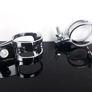 2* verchromte BLINKERHALTER, Blinkerschellen, Gabelklemmen, universal 35-38mm Neuheit