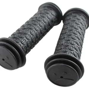 Contec Kinder Fahrrad Griffe, Lenkergriffe - Happy Kid - schwarz mit Smiley Struktur, toller Grip, für Laufrad, Roller, Fahrrad und Co. Expressversand