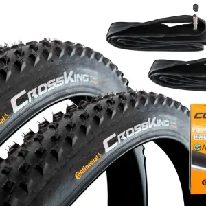 Letzte Chance [Paket] 2x Fahrrad Reifen 2.3 x 29 Zoll Continental Cross King Drahtreifen + 2x Schlauch 29 Zoll 47-62/622 AV 40mm, Mountainbike MTB Cross E-Bike 25km/h