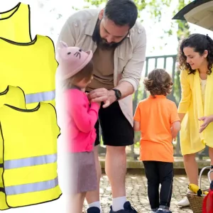 Heißes Angebot [Paket] 4x Warnweste Sicherheitsweste Gelb 2 große Reflex-Streifen, Weite verstellbar für Auto, Fahrrad, Schulweg, Familien-Pack 2x Größe S/M, 1x M/L, 1x XL-XXL