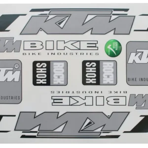 9 Aufkleber KTM Bike Industries Logo Sticker auf Bogen 17,2 x 24,8cm Schwarz-Silber Fahrrad E-Bike Saisonangebot