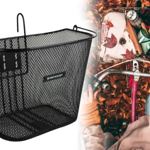 Fahrrad Korb Lenker, Lenkerkorb 34 x 25 x 26cm tragbar mit Henkel Schwarz Metall Dunlop Nur Heute