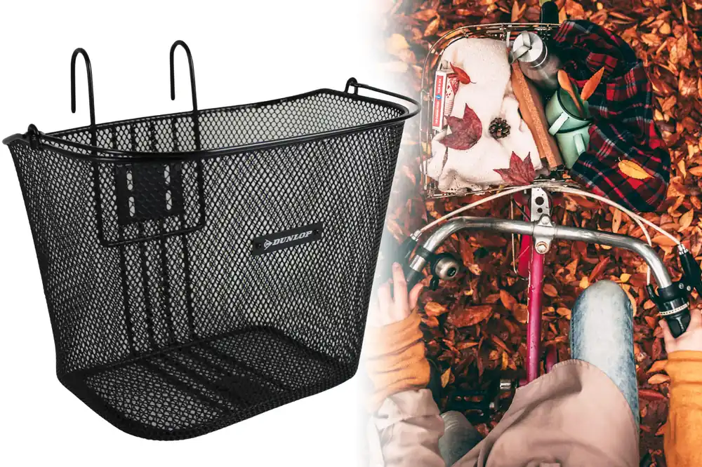 Fahrrad Korb Lenker, Lenkerkorb 34 x 25 x 26cm tragbar mit Henkel Schwarz Metall Dunlop Nur Heute
