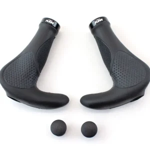 Beliebt KTM Fahrrad Griffe ergonomisch geformt - Ergo grip Lock - in schwarz, doppelt geklemmt mit Bar End und abgestimmten Härtebereichen
