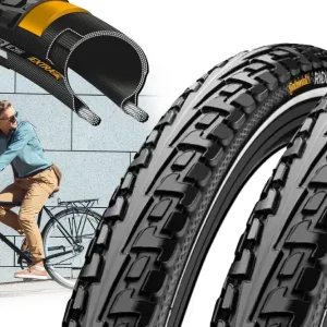 Finale Aktion [Paket] 2 Fahrrad Reifen 1.75 x 28 Zoll, 47-622, Continental RIDE Tour Pannengürtel, Drahtreifen, Reflexstreifen, auch für E-Bike bis 25km/h