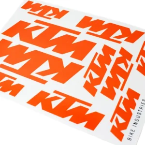 Wochenendangebot 10 Aufkleber KTM Bike Industries Logo auf Bogen 17,2 x 24,8cm, Farbe Orange, Fahrrad, E-Bike
