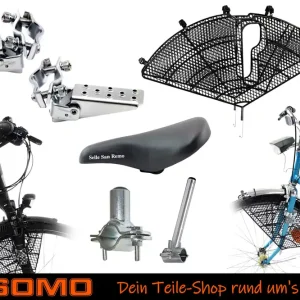 [Paket] Fahrrad-Set Mitnahme Kind vorn - Sattel, Satteladapter, klappbare Fußstützen, Speichenschutz Letzte Chance