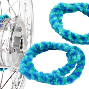 Super-Preis Nabenputzringe 2x 56cm Blau Grün für Moped, Simson S50 KR51, Mokick, E-Bike, Fahrrad Naben Putzringe