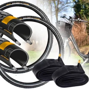 [Paket] 2 Fahrradreifen 1 3/8 x 1 5/8 x 28 Zoll Continental RIDE Tour 37-622 Drahtreifen Pannengürtel + Schlauch Autoventil AV 40mm, E-Bike bis 25km/h Preisreduziert