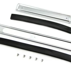 Rabatt Scheuerleisten aus verzinktem Stahlblech im Set (links u. rechts) mit Keder Schwarz u. Nieten passend für Simson KR51