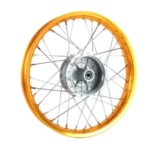 MZA Speichenrad 1,60x16 Zoll Alufelge, orange eloxiert und poliert + Chromspeichen für Simson Aktuell