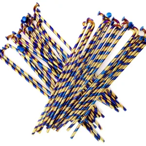 Speichensatz, Speichen 36 Stück M3,5 x 143,5mm Edelstahl, Farbe Blau Gold CandyCane, gestreift mit Titanbeschichtung, für alle Simson Modelle Versand Am Gleichen Tag