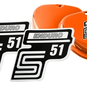 2x Aufkleber Simson S51 Enduro in Silber + weiß für Seitendeckel links und rechts, Sticker, Beklebung, Merch Kostenfreie Lieferung