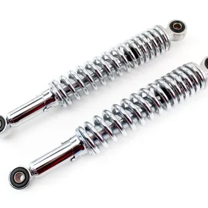 2x Stoßdämpfer Federbein 300mm hydraulisch 5-fach verstellbar Chrom inclusive 4x Reduzierungshülse für Simson Vogelserie Schwalbe Kreidler Gratis Versand