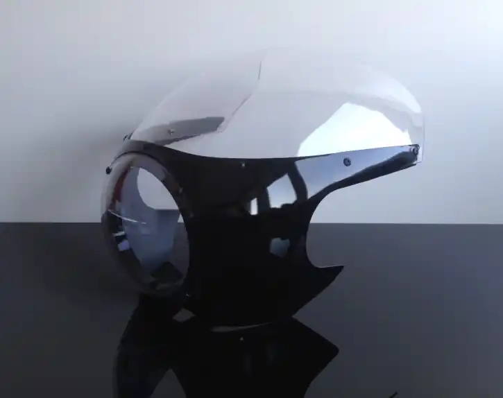 Billig AVON-STYLE Halbschalenverkleidung universal für 5 3/4" Scheinwerfer, schwarz mit klarer Scheibe und klarer Bubble Nose