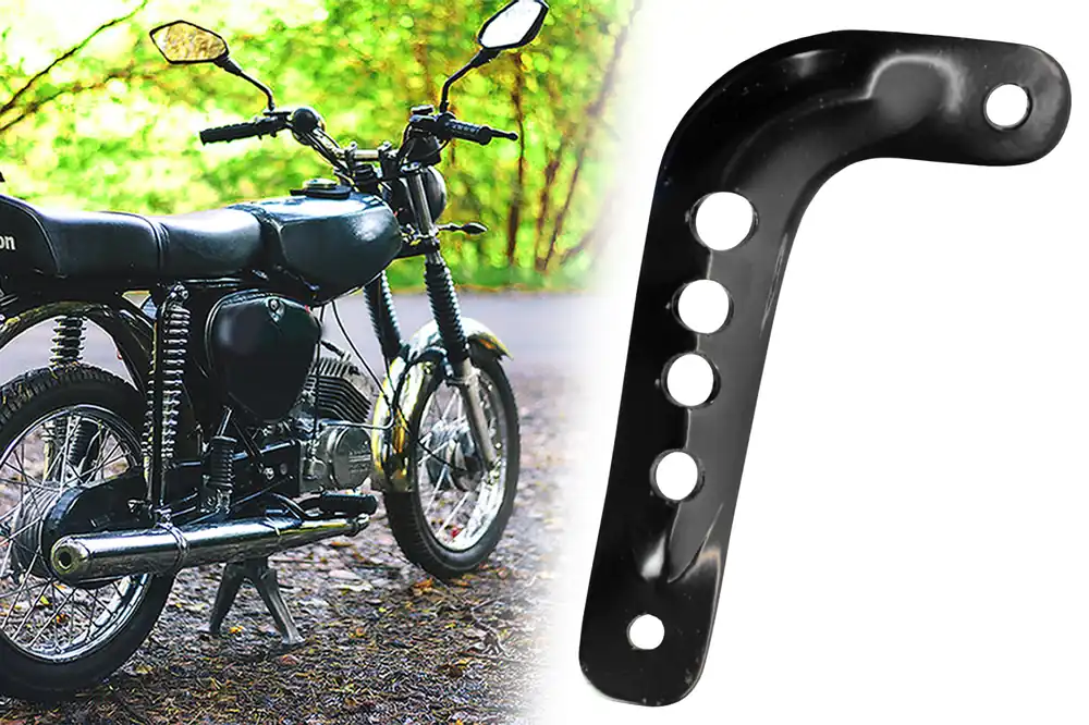 Sale Auspuffstrebe, Auspuffhalter hinten, kurze Ausführung Simson Enduro S51E S70E S53E S53OR S83E S83OR, Schwarz