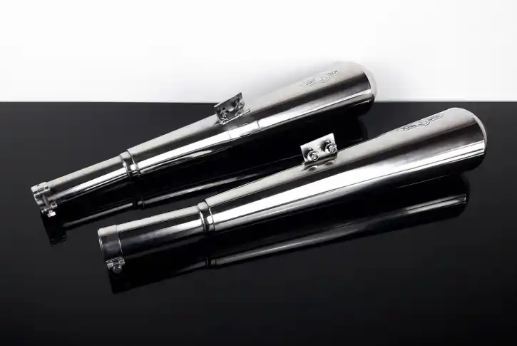 Zertifiziert 2* AUSPUFF "Gunball" v. Hattech, 38 mm, Edelstahl poliert, m. EG-ABE, f. BMW R-Modelle /5 /6 /7