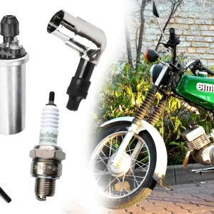 Saisonangebot [Paket] Zündungs-Set, 4-teilig 6V Zündspule + Zündkerze Beru M14 260 + Zündkerzenstecker 5 K-Ohm, 90° + 25cm Zündkabel für Simson S50 S51 S70 SR50 SR80 KR51 SR4