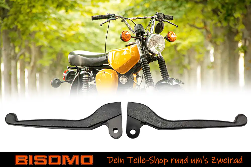 Kupplungshebel + Bremshebel abgewinkelte Form für Simson S50, S51, S53, S70, S83, KR51, SR50, Duo und Enduro, Schwarz Schneller Versand