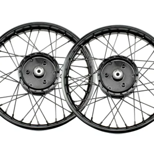 [Paket] 2x Stahl Speichenrad 1,60 x 16 Zoll schwarz matt gepulvert, Nabe inklusive Lager fertig montiert und zentriert für Simson Preis Gesenkt