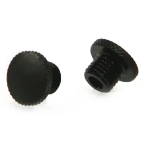 Abverkauf 2 MIRROR THREAD COVER Caps, locking screws for mirror thread, black, knurled, M10 x 1.25 mm