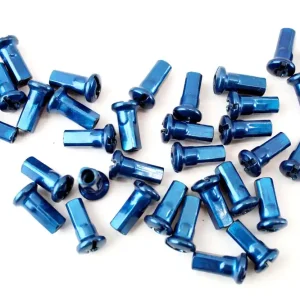 Nippelsatz, Speichennippel, 36 Stück M3,5 aus rostfreiem Messing, Farbe Blau für alle Simson Modelle Echt