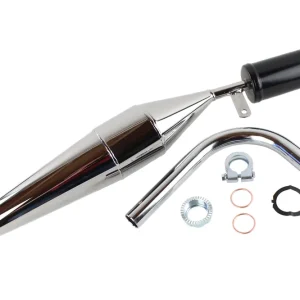 [Paket] Moped Set: Sport Tuning Auspuff Chrom + Krümmer + Krümmermutter-Set für Simson KR51 Schneller Versand
