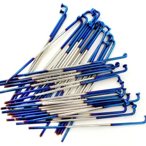 Letzte Chance Speichensatz, Speichen 36 Stück M3,5 x 143,5mm Edelstahl, Farbe Blau Silber Titanbeschichtet, für alle Simson Modelle