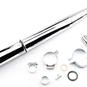 Echt [Paket] SET: Auspuff mit Gegenkonus Durchmesser 28mm mit Krümmer, Krümmermutter-Set für Simson SR50, SR80 Roller