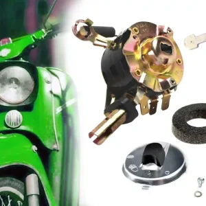 Kracherpreis [Paket] Set Zündlichtschalter mit Leerlaufkontrollleuchte + Zündschloss Abdeckung + Zündschlüssel für Simson Vogelserie KR51/1, KR51/2, SR4-2, SR4-3, SR4-4