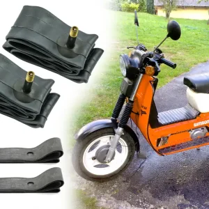 [Paket] 2x Schlauch 3.00 x 12 Zoll, 3.25 x 12, 90/90 x 12, 100/80 x 12, TR4 Ventil gerade + 2x Felgenband für Simson SR50 und SR80 Roller Top-Seller