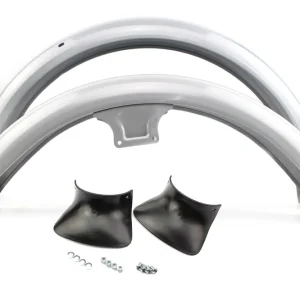 [Paket] Set: Kotflügel Schutzblech für Vorn und Hinten, Silber pulverbeschichtet inkl. Spritzschutz und Montagematerial für Simson S51 S50 S70 Kracherpreis
