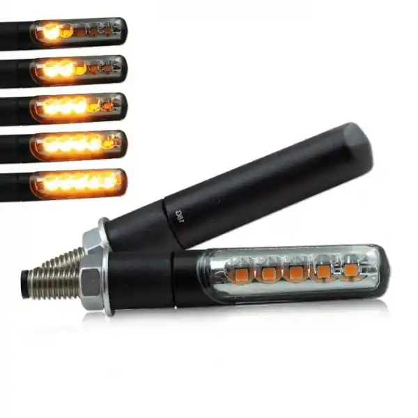 Geprüft 2 LED INDICATORS, sequential, aluminum, e-approved