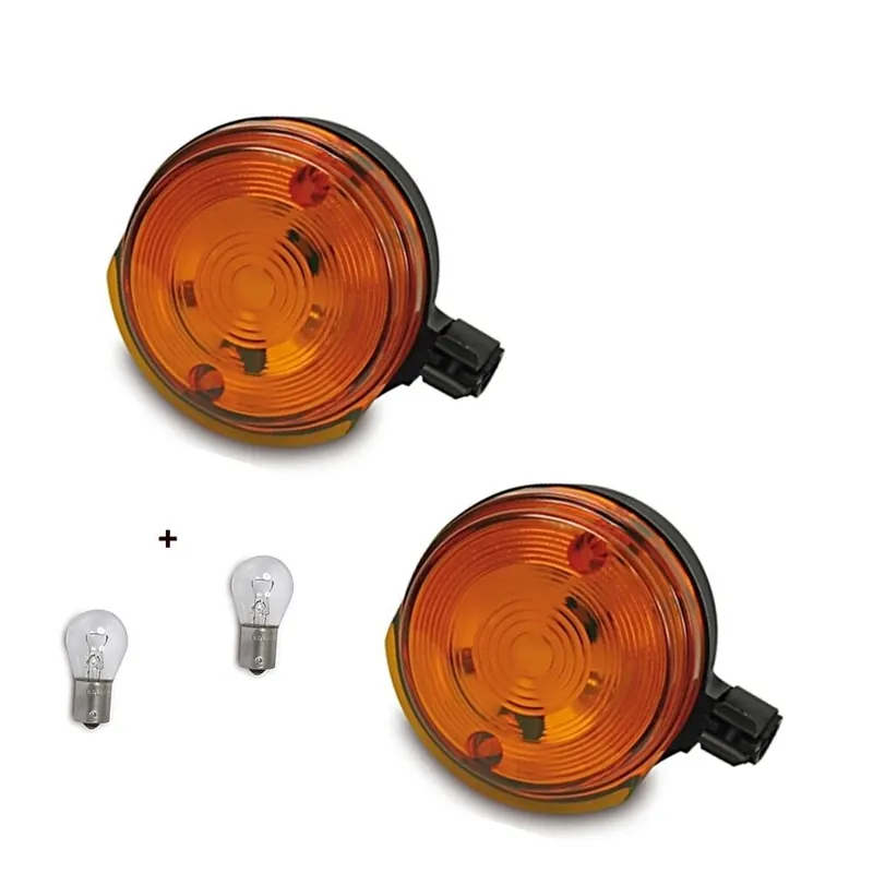 [Paket] Set: 2x 6V Blinker Set mit E-Zeichen Orange vorn, 2x Leuchtmittel Ba15s-21W  Simson S50 S51 Schnäppchen