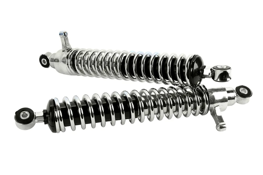 Heißes Angebot 2 Stoßdämpfer, Federbeine 380mm Tuning für Simson Enduro S51 S50 S70, verstellbar, Feder verchromt