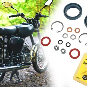 [Paket] Telegabel Reparatursatz Wellendichtringe + Stoßdämpferöl 200ml Telegabelöl SAE 5 für Simson S50 S51 S53 S70 S83 SR50 SR80, Normteile Dichtungen Echt
