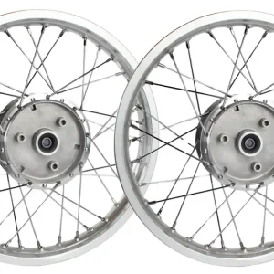 Nur Heute [Paket] 2xSpeichenrad 1,60 x 16 Zoll, Alu-Felge gebürstet, je 36 Speichen verchromt, Radnabe mit Lager, montiert + zentriert Simson S50, S51, S53, S70, S83, SR4, KR51