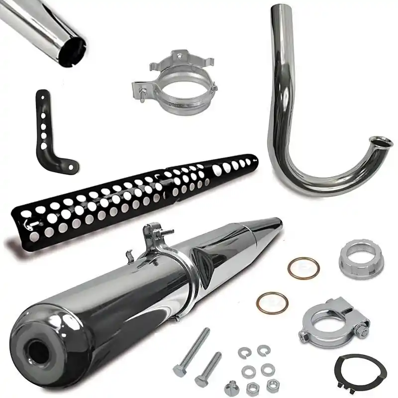Online Kaufen [Paket] SET: Auspuff Ø 28 mm + Krümmer + Teile +Halter+ Hitzeschutz Simson S51 Enduro